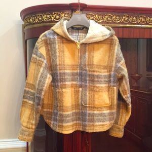 Zara wool blend oversized checkered hoodie sz.XS